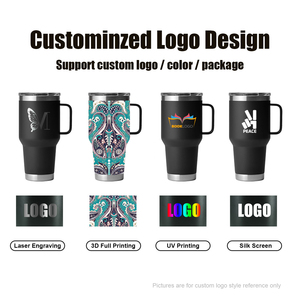 Custom Logo 30oz Vacuum Insulated Stainless Steel Tumbler with Handle Double Wall Powder Coated Coffee Mug for <b>Hot</b> and <b>Cold</b> Drin - Product Image 2