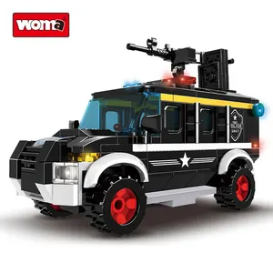 WOMA TOYS Wholesale Supplier Kids Children Day Gift City Police SWAT Car Vehicle Small Bricks Building Blocks Set Assembly Game