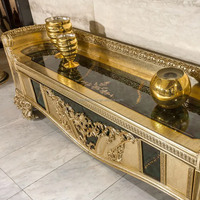 Meuble TV en bois massif de luxe français sculpté feuille d'or personnalisable meubles de rangement rétro pour chambre à coucher style européen salon