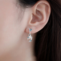 Élégantes boucles d'oreilles pendantes en forme de papillon en émail de citrouille creuse pour femmes, boucles d'oreilles en argent sterling 925, bijoux fins personnalisés, vente en gros
