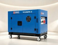 Générateur diesel silencieux monophasé/triphasé YuChai YC10GFS-3 10 kW 400 V/230 V V-Twin portable avec démarrage électrique et AVR
