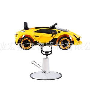 Chaise de coiffure pour enfants, jaune citron, hauteur réglable, design voiture jouet, pour 2 à 4 ans, unisexe, usage commercial - Product Image 4