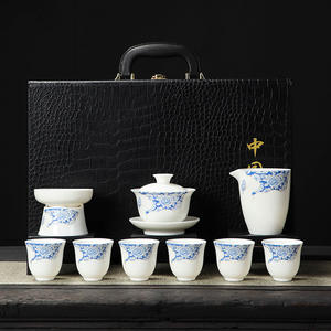 ชุดน้ำชาหยกที่มีไขมันเนื้อแกะภูเขาจากหมึกและล้างชุดน้ำชากังฟูชุดของขวัญสำหรับใช้ในครัวเรือนสามแบบฝาครอบชามของขวัญทางธุรกิจ - Product Image 6