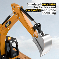Mini-Excavatrice Télécommandée Ultime 1/64ème, Jouet de Construction en Alliage Métallique Contrôlé par Application avec Lumières et Sons pour Enfants