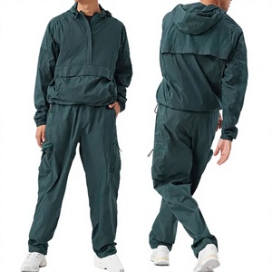 Custom Windbreaker Zip up Hooded Jacket <b>Joggers</b> <b>Nylon</b> Wind Breaker Cargo Pants Sweat Pant Tracksuit Unisex Jogging Suits Set - Product Image 3