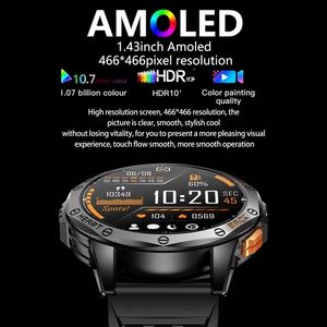 Montre connectée sportive <span class=keywords><strong>LEMFO</strong></span> K67 avec écran AMOLED de 1,43 pouce, GPS, bracelet en silicone, appels de qualité, surveillance de la santé, prise en charge magnétique - Product Image 3