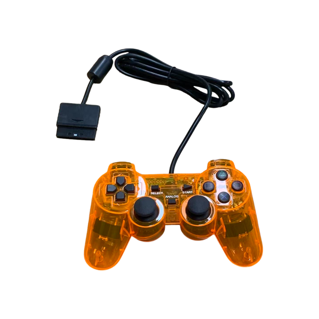 Orange PS2 Wired Gamepad Joystick Transparent Controller Manette for PS2 Clear Orange Controlador Mando Compatible with PC