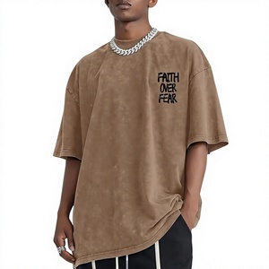 Fournisseur en gros personnalisé – T-shirt homme streetwear oversize de haute qualité, en coton épais délavé à l'acide, avec impression graphique sérigraphiée - Product Image 5