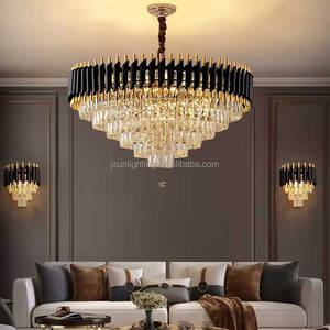 Lámpara colgante <span class=keywords><strong>de</strong></span> <span class=keywords><strong>cristal</strong></span> grande y moderna para vestíbulo <span class=keywords><strong>de</strong></span> hotel, lámpara <span class=keywords><strong>de</strong></span> lujo <span class=keywords><strong>vintage</strong></span> dorada con control remoto, estilo decorativo europeo - Product Image 5