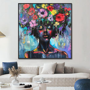 Pinturas <span class=keywords><strong>de</strong></span> Figuras <span class=keywords><strong>de</strong></span> Mujeres <span class=keywords><strong>Africanas</strong></span> Hermosas en Graffiti <span class=keywords><strong>de</strong></span> Aceite sobre Lino Premium Hechas a Mano, Decoración <span class=keywords><strong>de</strong></span> Arte Pop Americano - Product Image 4