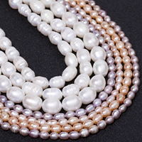 Bijoux en perles d'eau douce en forme de riz rose blanc naturel en gros perles en vrac de haute qualité pour la fabrication de colliers et de bracelets à faire soi-même