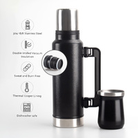 Vente chaude Yerba Mate Thé Gourde Ensemble 8oz Yerba Mate Tasse avec Couvercle De Fermeture Bouteille Thermos En Bois Bombilla Paille mate tasse