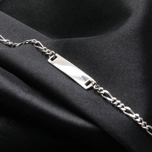 Gelang LOGO nama kustom 925 perak murni ukiran Laser kosong melengkung persegi panjang gelang dewasa hadiah Hari Jadi - Product Image 5