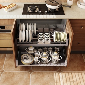 Tengce <b>Cabinets</b>: Vintage-Style Quartz Countertops Integrated Stove and Dish <b>Cabinet</b> Full-House Customization - Product Image 5