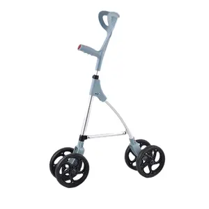 Canne roulante pliable avec 4 roues réglable en hauteur canne de marche en aluminium léger Rollator avec roues et sac de rangement pour