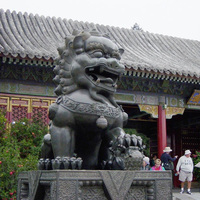 Statue de Lion en Bronze moulé, cm, soldats chinois