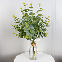 Ranting Eucalyptus Buatan Grosir, Daun Eucalyptus Hijau Palsu Silver Dollar untuk Dekorasi Bunga Pernikahan, Acara, Rumah, Hotel