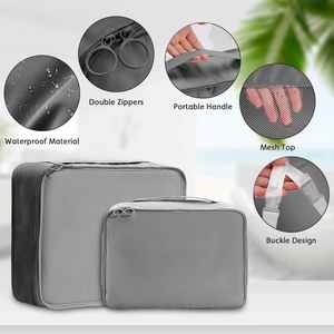 9 adet seyahat bagaj ambalaj organizatörler su geçirmez seyahat Essentials çantası ambalaj küpleri - Product Image 3