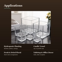 Vase carré transparent en verre pour plantes hydroponiques, arrangements floraux, décoration de mariage et de fête d'anniversaire (vente en gros)