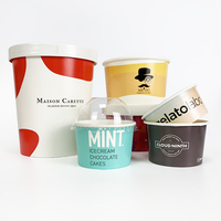 Oem odm conception personnalisée 3 oz 4 oz conteneur de crème glacée congelée yaourt gelato dessert yaourt gobelet en papier avec cuillère et couvercle en dôme