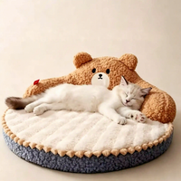 Lit pour animaux de compagnie en forme d'ours, emballé sous vide, pour toutes les saisons, lit chaud pour chat, nid douillet en peluche pour chien, réduction des frais de livraison, vente en gros