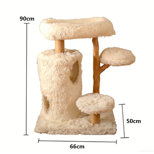 Árbol para Gatos Ecológico con Tablero de Partículas E1, Madera Natural, Peluche de Conejo y Postes Rascadores de Yute para Gatos de Interior - Product Image 2