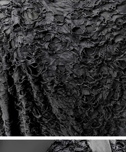 Tissu jersey texturé 3D en maille extensible noir irrégulier, effet vieilli et déchiré, pour robe de créateur avant-gardiste - Product Image 2