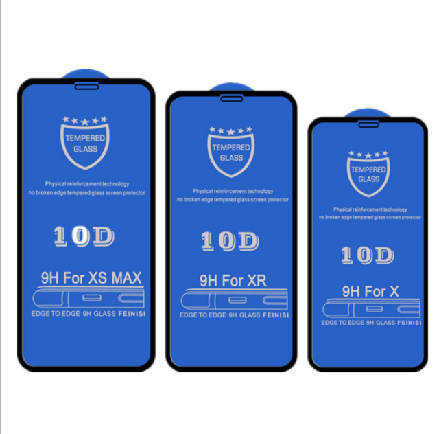 10D Full Glue HD Clear Tempered Glass Screen Protector for iPhone 12 13 14 15 16 17 Pro Max for Samsung