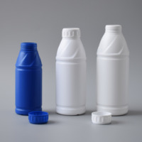 Bouteille ronde opaque en PEHD pour l'agriculture, corps cylindrique, avec col fileté à vis, pour produits chimiques agricoles, vente en gros