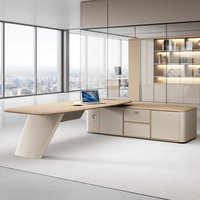 Ensemble de mobilier de bureau moderne et durable en bois, ergonomique et écologique, avec bureau en I, armoire de classement et huche, pour cadre, directeur général et PDG