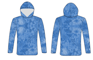 Personalizado Kryptek <span class=keywords><strong>Camo</strong></span> Blue Design Alto rendimiento Protección solar con capucha Pesca Jersey Camisa para pescar - Product Image 2