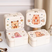 Trousse de Maquillage Imperméable Grande Capacité en PVC avec Fermeture Éclair, Motif Capybara Mignon, Boîte de Rangement pour Cosmétiques