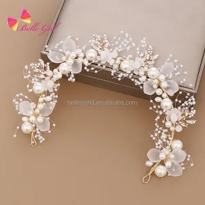 Vente exceptionnelle de bandeaux de mariage BELLEWORLD en perles bandeaux à fleurs pour fête d'anniversaire bandeau de mariée fait à la main pour femmes filles