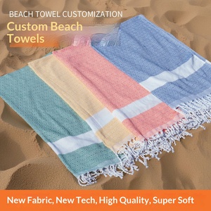 Telo Mare Estivo Multifunzionale Turco, Rettangolare, Multicolore, Fatto a Mano con Nappe, Super Assorbente e ad Asciugatura Rapida - Product Image 2