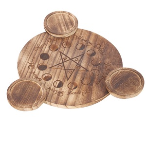 Umwelt freundliche Großhandel Kristall Pentagramm Kerzenhalter Tarot Mond Phasen wechsel Holz Feuer element dekorative Aufbewahrung platte - Product Image 3