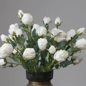 クリスマスと卒業の装飾のための手作りのシンプルな生シルク人工バラの花人工装飾バラの花