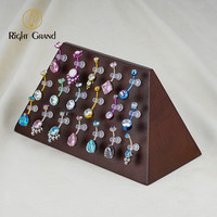Display Kayu Beech Berkualitas Tinggi untuk Perhiasan Tindik Cincin Segmen Clicker 14G 16G untuk Puting, Pusar, dan Hidung