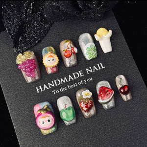 Luxe de haute qualité nouveau Design Spice Girl Nail Art métaux à la main strass portable couverture complète faux ongles - Product Image 5