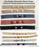 Ruban tressé décoratif de luxe à rayures avec accents métalliques pour accessoires de chaussures DIY, ruban tissé écologique personnalisable