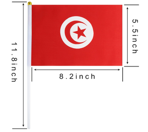 Producto de bandera pequeña promocional 14*21cm mano ondeando elección Túnez banderas con poste de plástico - Product Image 2