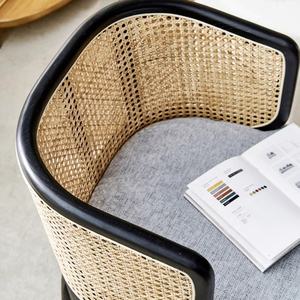 Kursi Makan warna Solid, kayu Solid disesuaikan, lapisan kain, Hotel, restoran, Meja makan, kayu Modern + rotan - Product Image 4