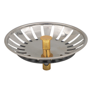 Crépine d'évier en acier inoxydable avec valve en laiton, couvercle de vidange encastré, surface polie, facile à nettoyer - Product Image 1
