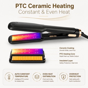 Plancha y Rizador de Pelo 2 en 1 Torlin, Plancha de Cerámica de 5 Filas, Calentamiento Rápido, Color Negro Dorado, para Peinado en Casa, 250°C - Product Image 2