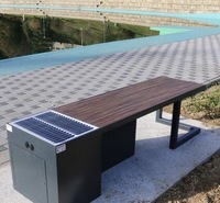 Banc solaire intelligent d'extérieur en acier inoxydable, avec chargeur USB sans fil et haut-parleur Bluetooth intégré