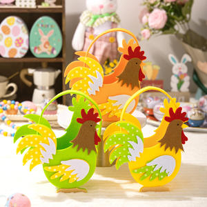 Venta caliente Año Nuevo Decoraciones de Pascua Lindo estéreo <span class=keywords><strong>Gallo</strong></span> Fieltro Tote Bag Colorido Pascua Cesta de almacenamiento Dulces Decoraciones para fiestas - Product Image 1