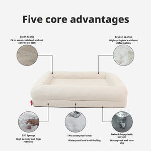 Lit pour <span class=keywords><strong>chien</strong></span> imperméable amovible en mousse à mémoire de forme écologique avec carton à motif solide emballé - Product Image 2