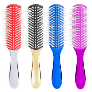 Peigne à cheveux électroplaqué à neuf rangées, grande taille, résistant à la chaleur, pour salon de coiffure, avec dents en nylon, brosse de massage - Product Image 1