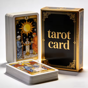 Jeu de cartes de tarot personnalisé avec logo, boîte de jeu de société, jeu de cartes de tarot 78 cartes en papier artistique avec dorure à chaud - Product Image 2
