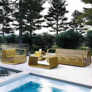 Conjunto de Sofá y Mesa de Centro de Acero Inoxidable para Exteriores, 74x93x61 cm, Muebles de Jardín Resistentes a la Intemperie para Patio y Hotel - Product Image 3