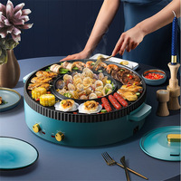Ménage commercial dessus de table marmite électrique et gril plaque détachable sans fumée intérieur multifonction 2-en-1
